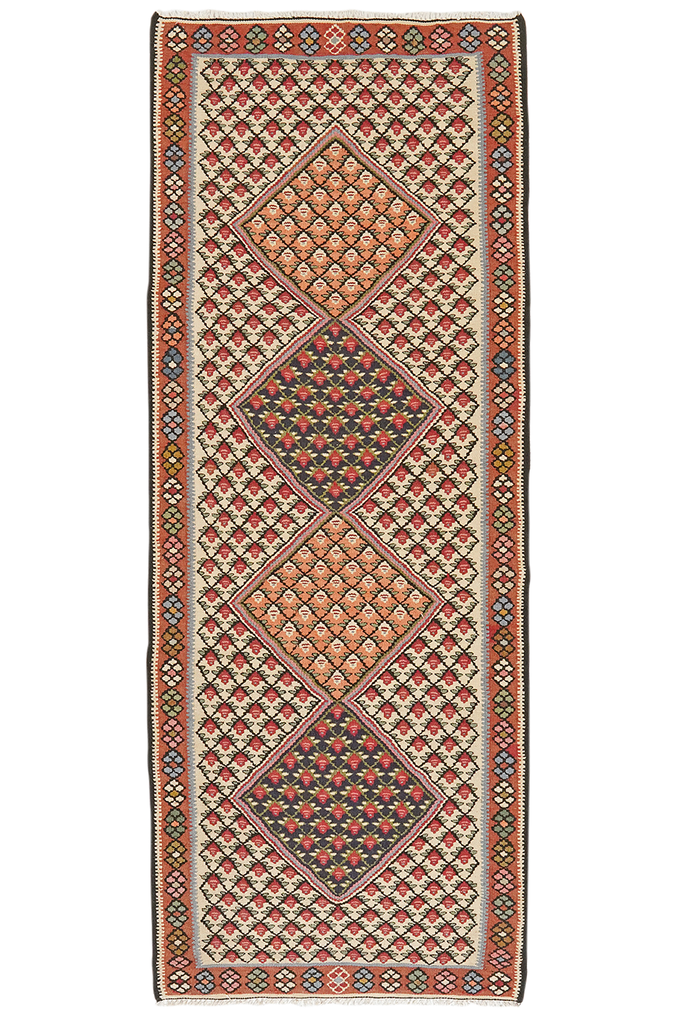 Kilim Senneh Teppich Braun 0