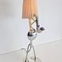 Vintage Tischlampe Edelstahl mit Stoffschirm Metall 2