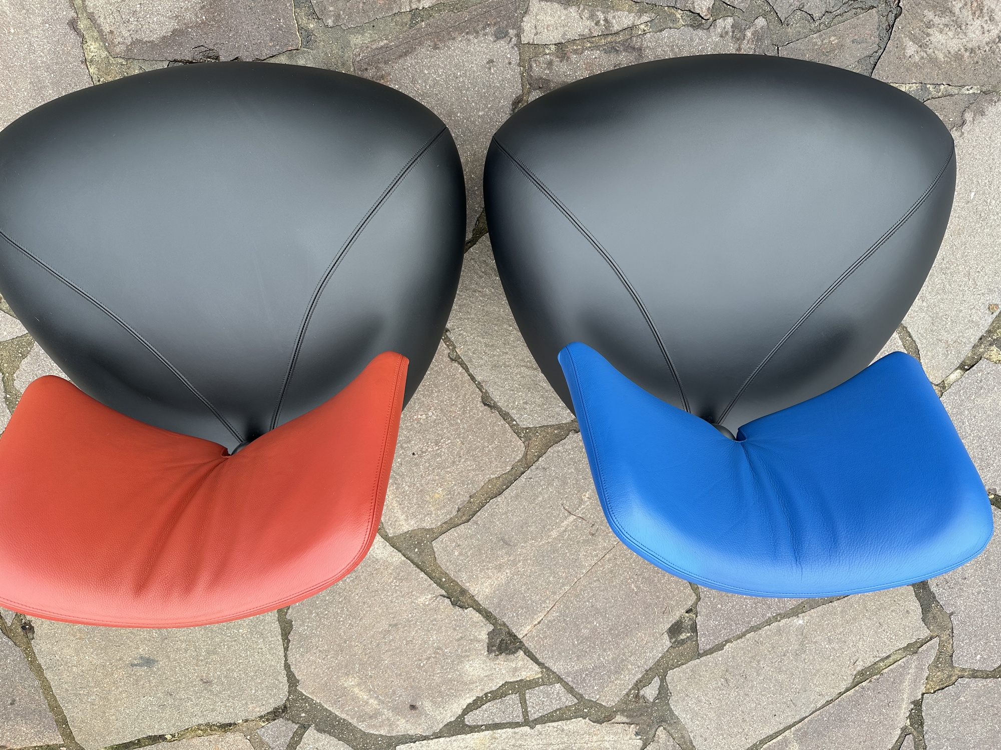 2x Pallone Sessel Leder Chrom Schwarz 1