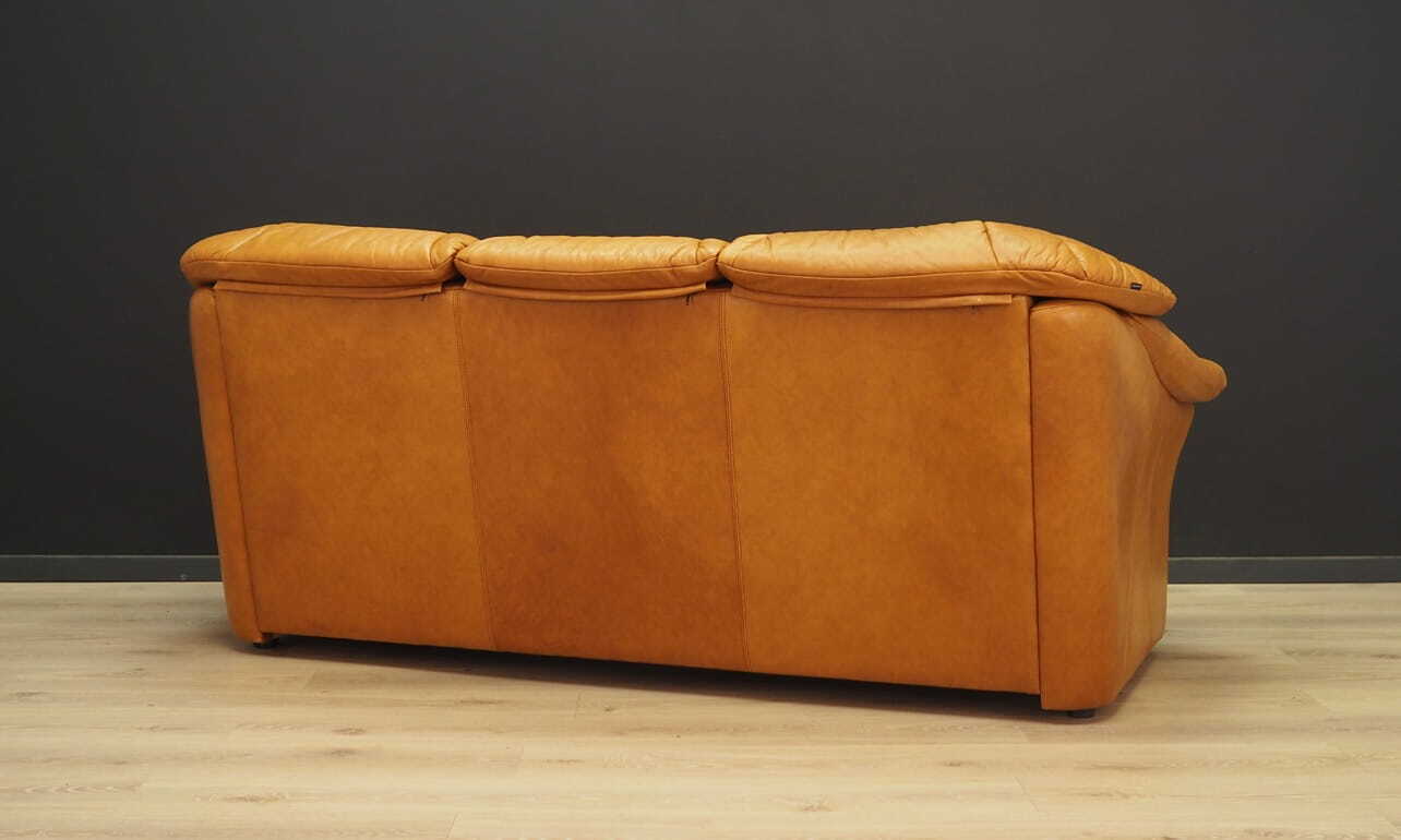 Vintage Sofa 3-Sitzer und Sessel Leder Cognac 1970er Jahre 8