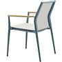 Carla Stuhl Stapelbar Aluminium mit Teak-Armlehne Petrol 1