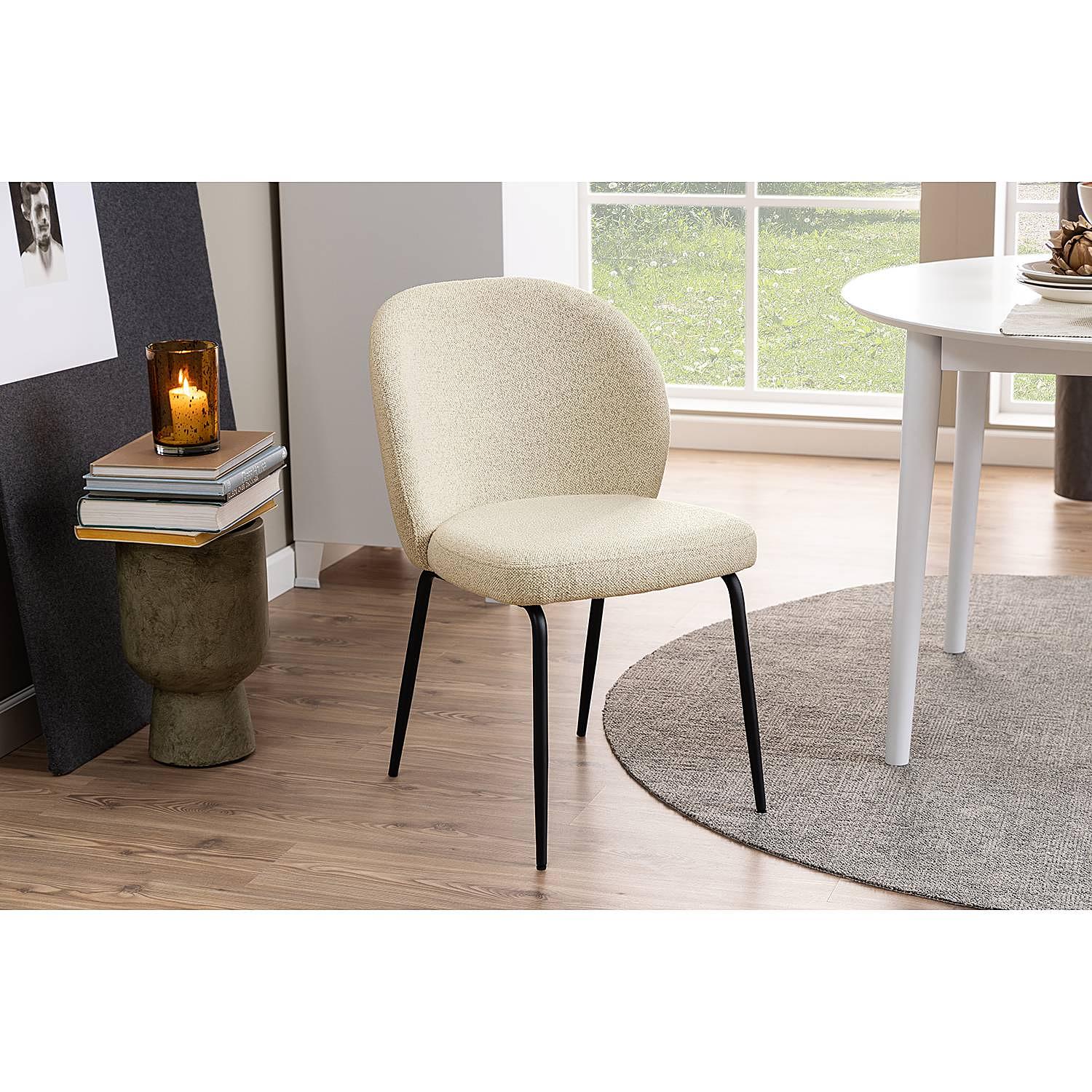 2x Polsterstuhl Carreras Bouclé Stoff Moena Creme 3