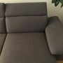Sofa Récamiere Links mit Hocker Webstoff Metall Grau 1