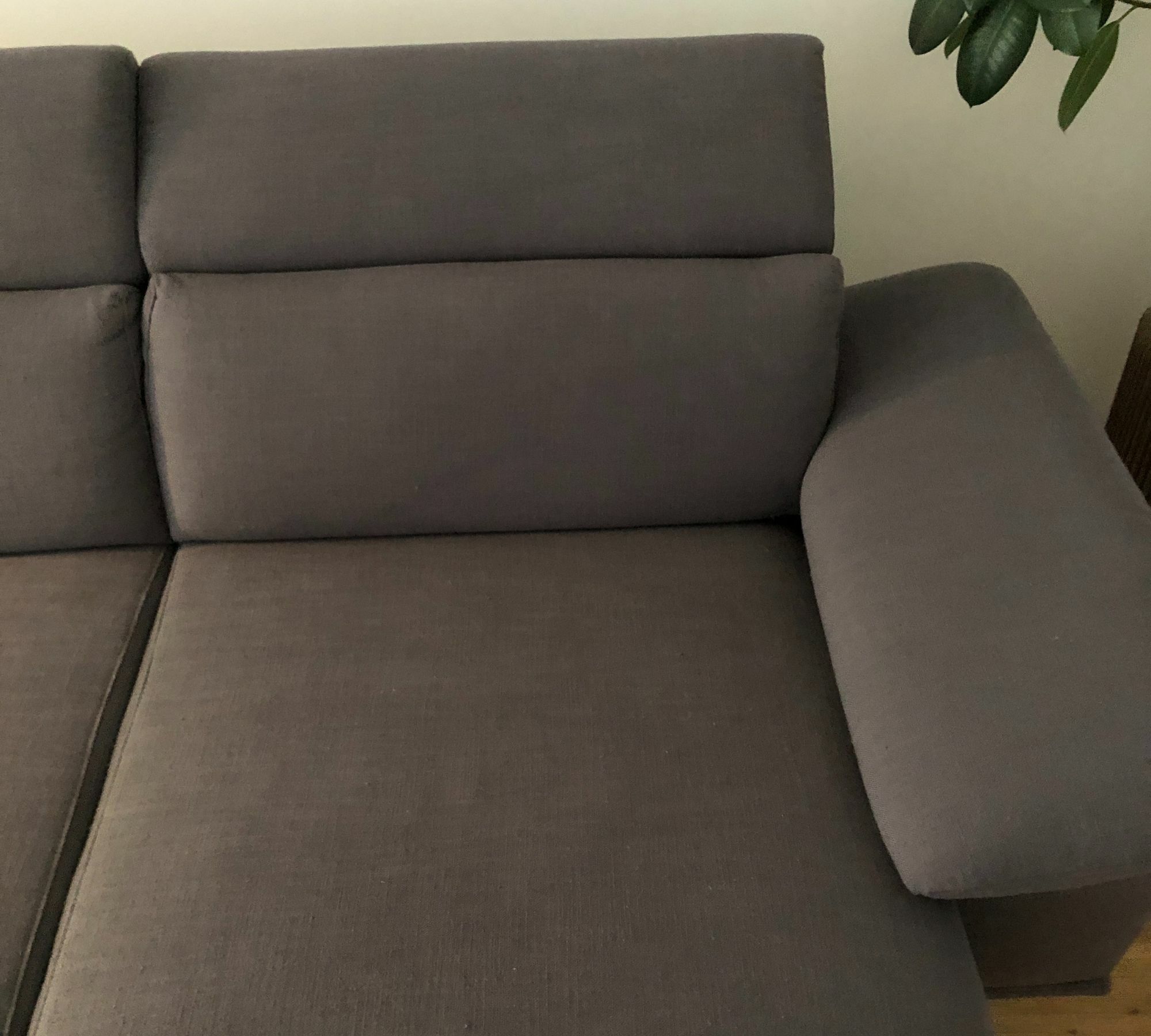 Sofa Récamiere Links mit Hocker Webstoff Metall Grau 1