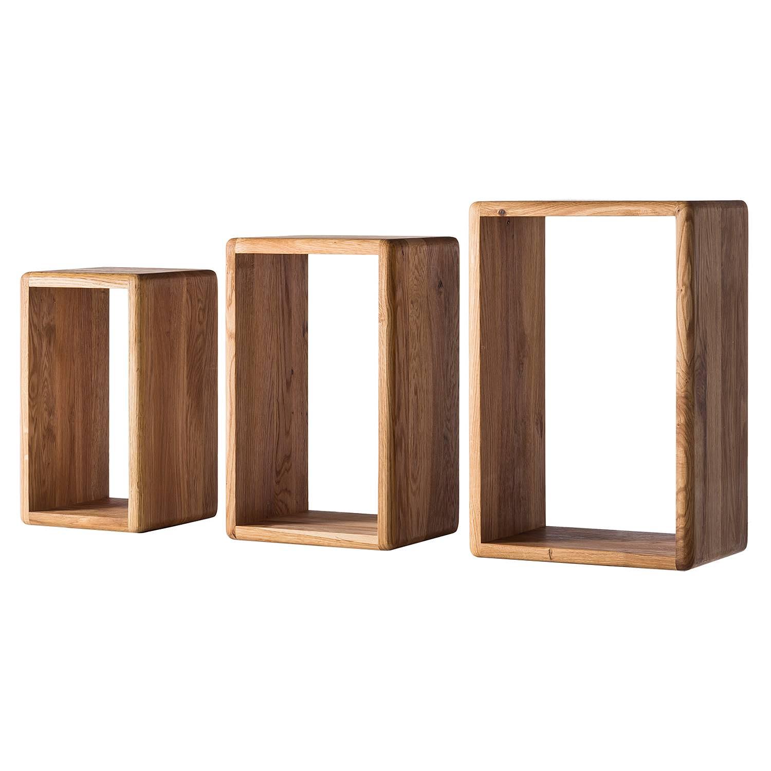 3x Wandregal Anamur Eiche massiv 1