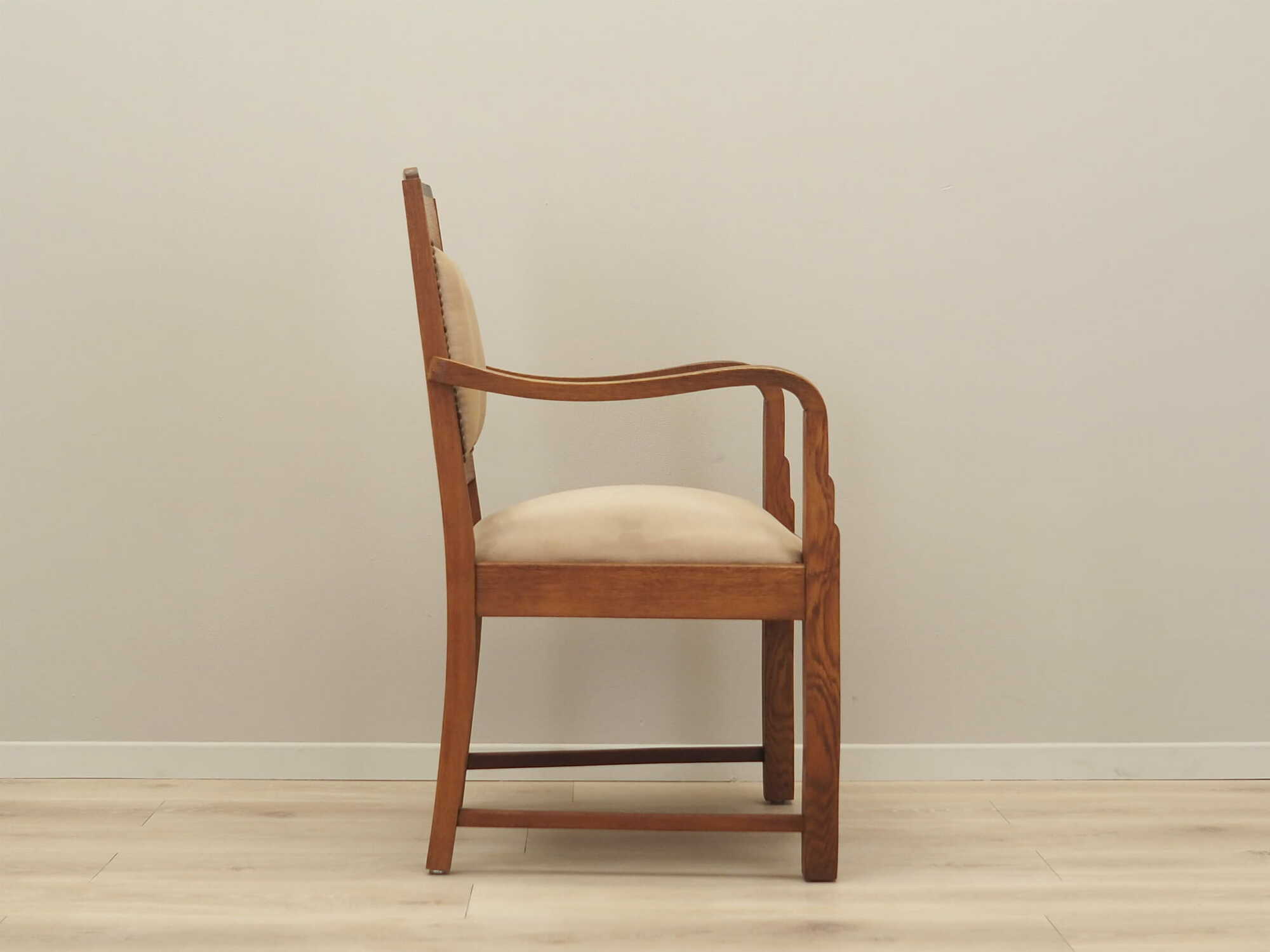 Vintage Armchair Oak Velvet Brown 1950s 7