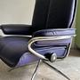 Office chair with armrests Leather Blue 0