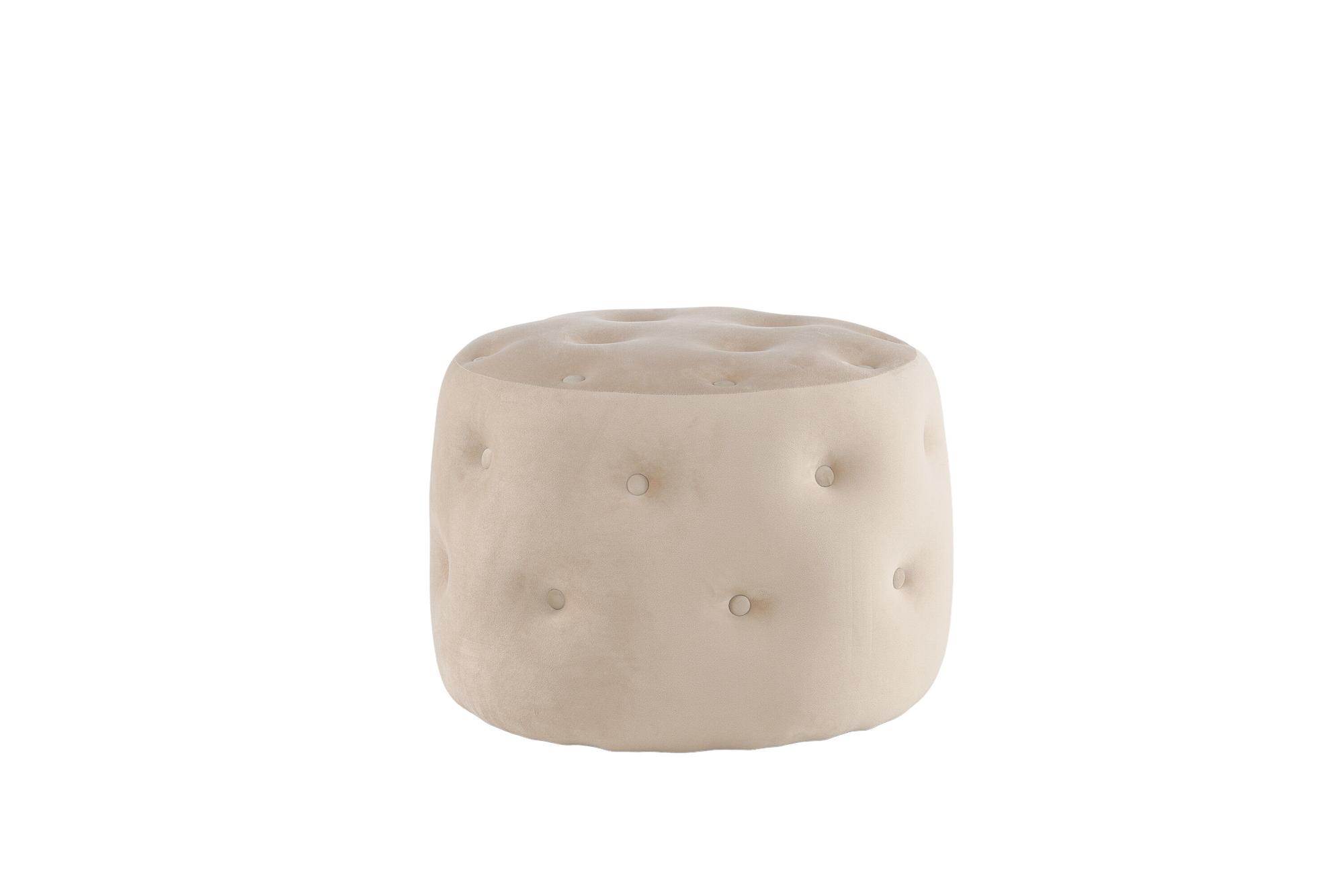 Benjamin Pouf Samt Beige Ø55cm 4