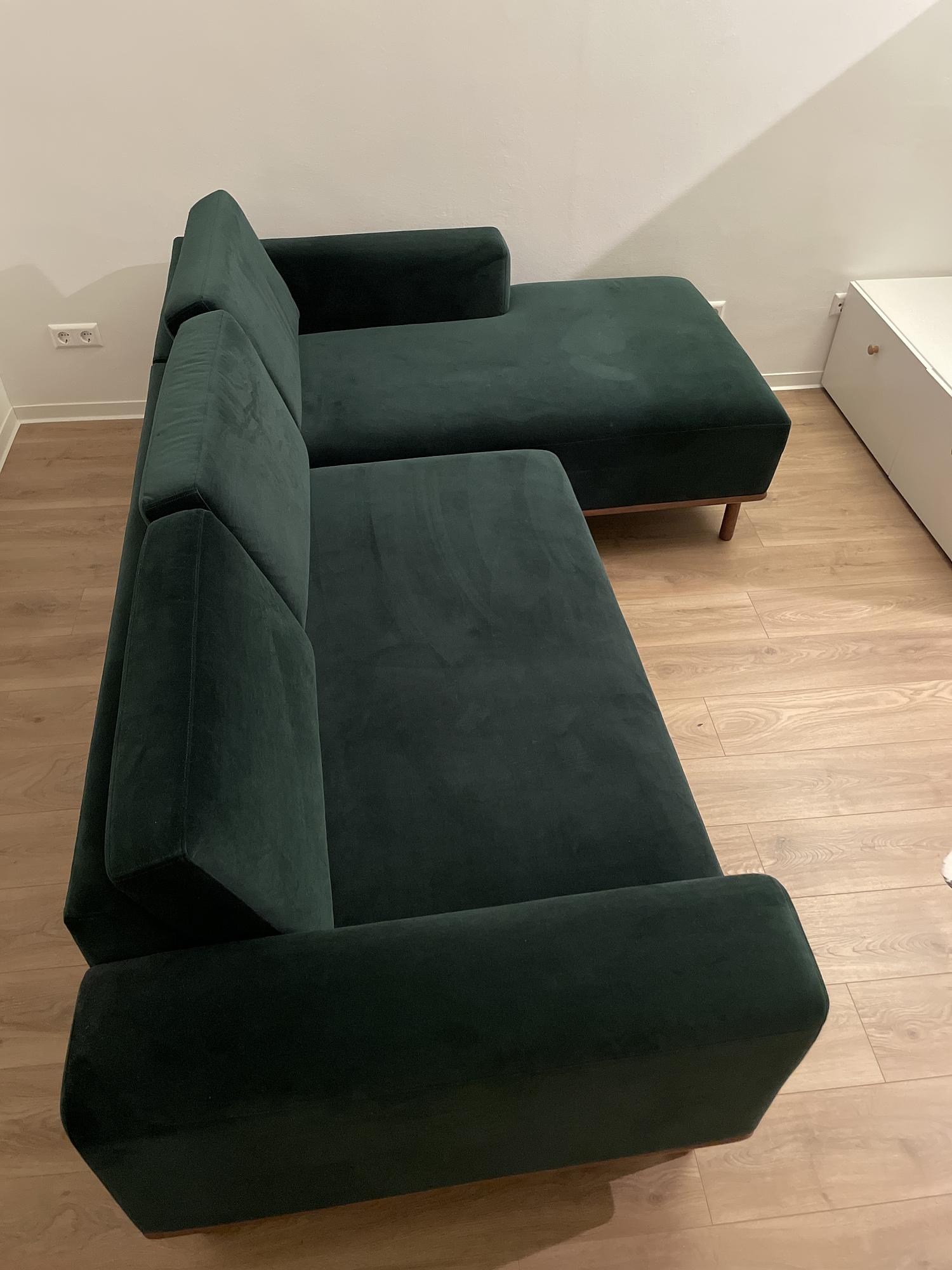 Sofa 3-Sitzer Récamiere Rechts Samt Grün 6