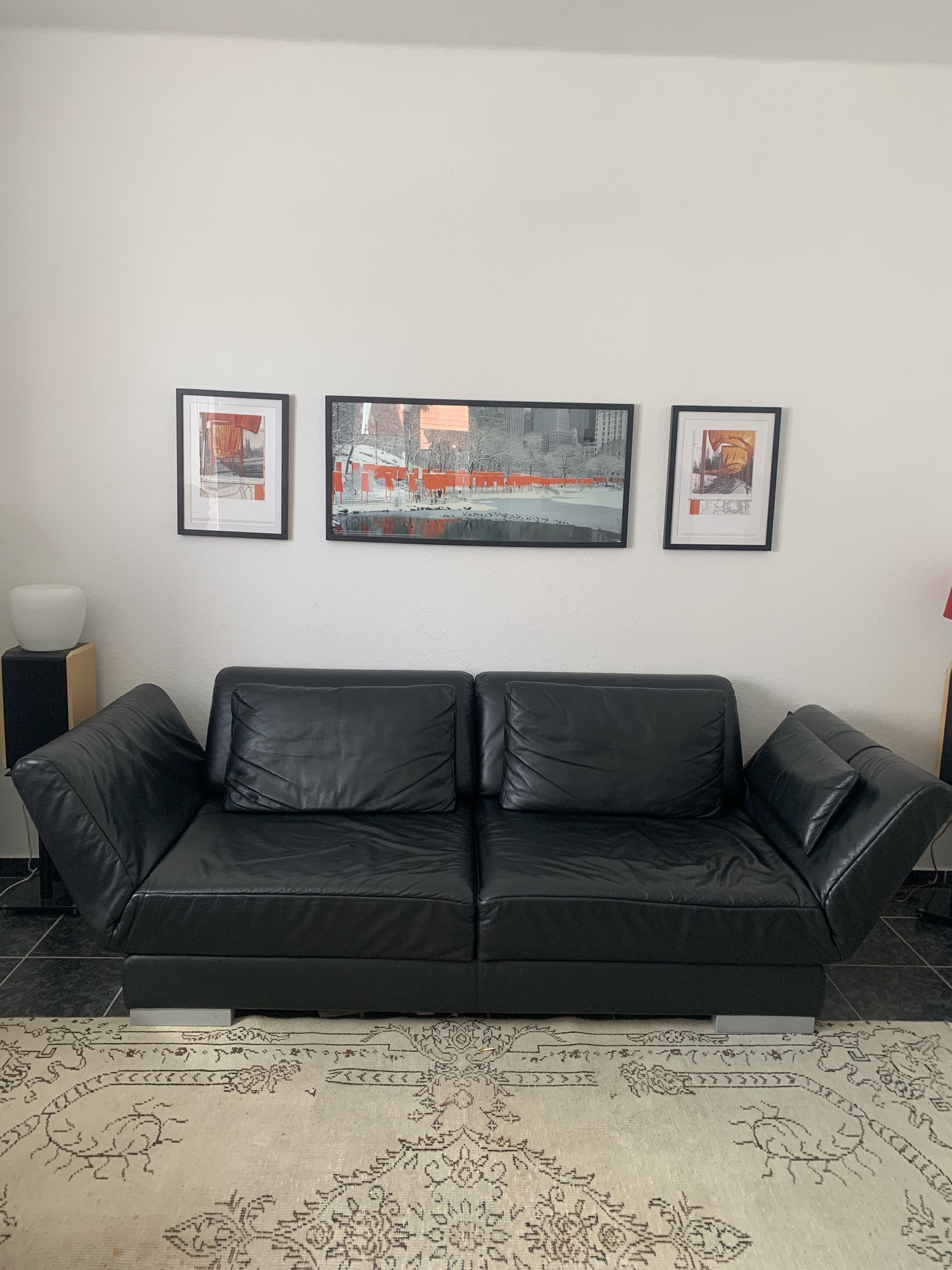 Sofa Leder Schwarz 0