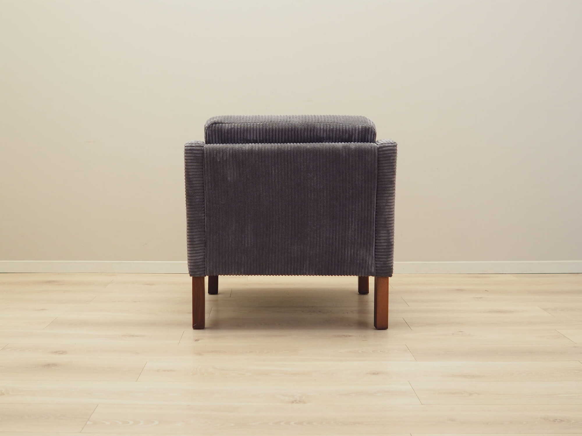 Vintage armchair beech wood velvet grey 1970s 7