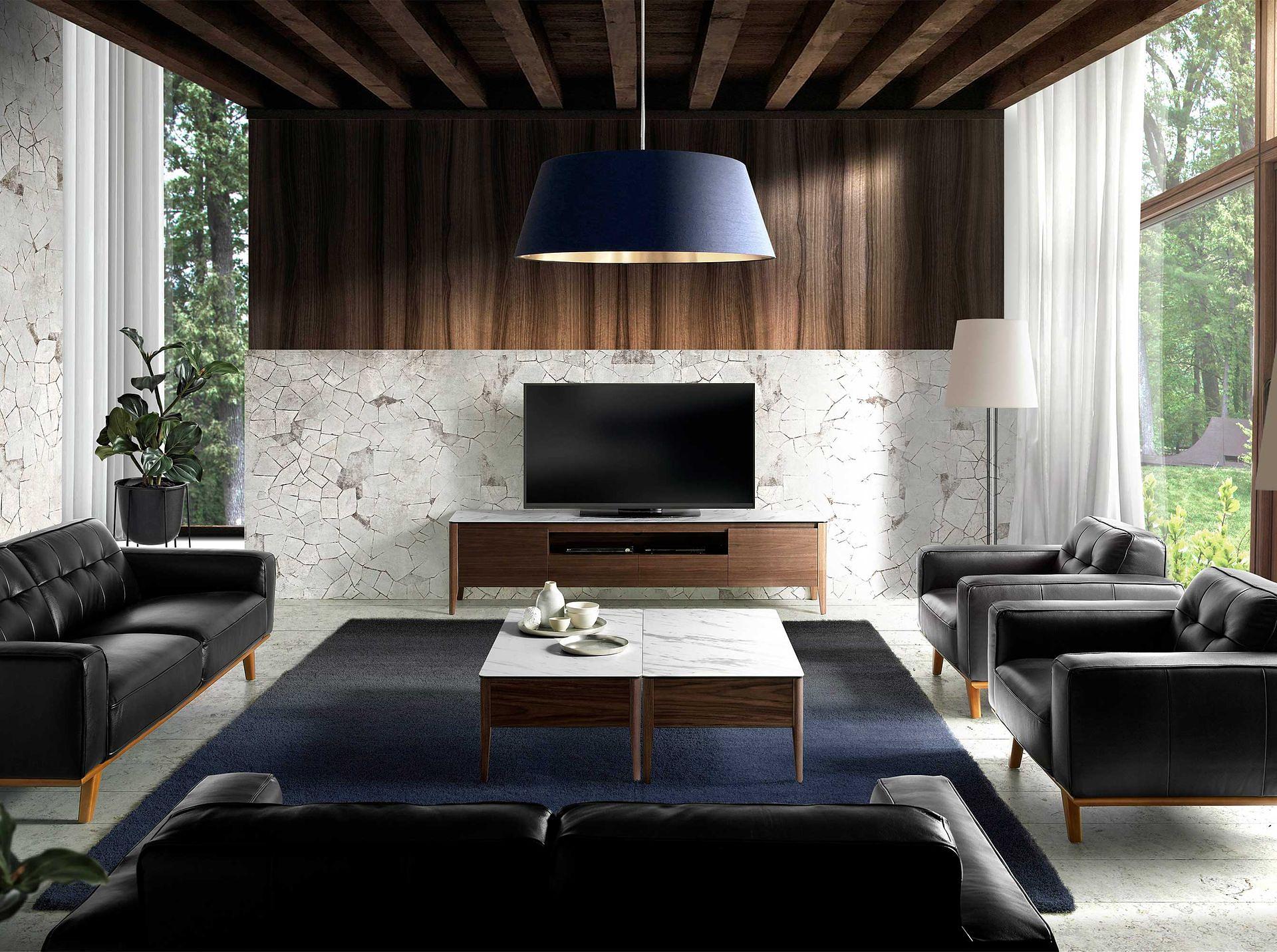 Lowboard Walnut wood Marble look 3