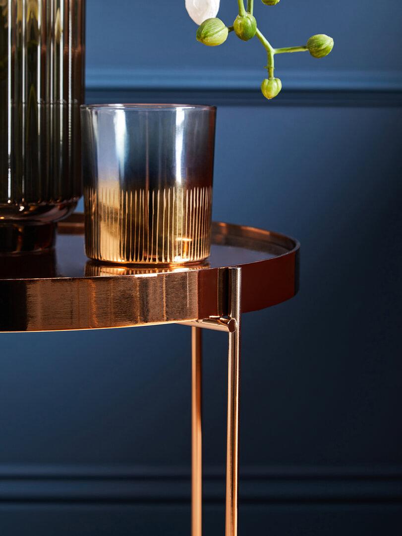 Allure Silberner Spiegelglas Runder Beistelltisch
 2