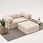 Comfort Schlafsofa 2-Sitzer mit Hocker Creme 1