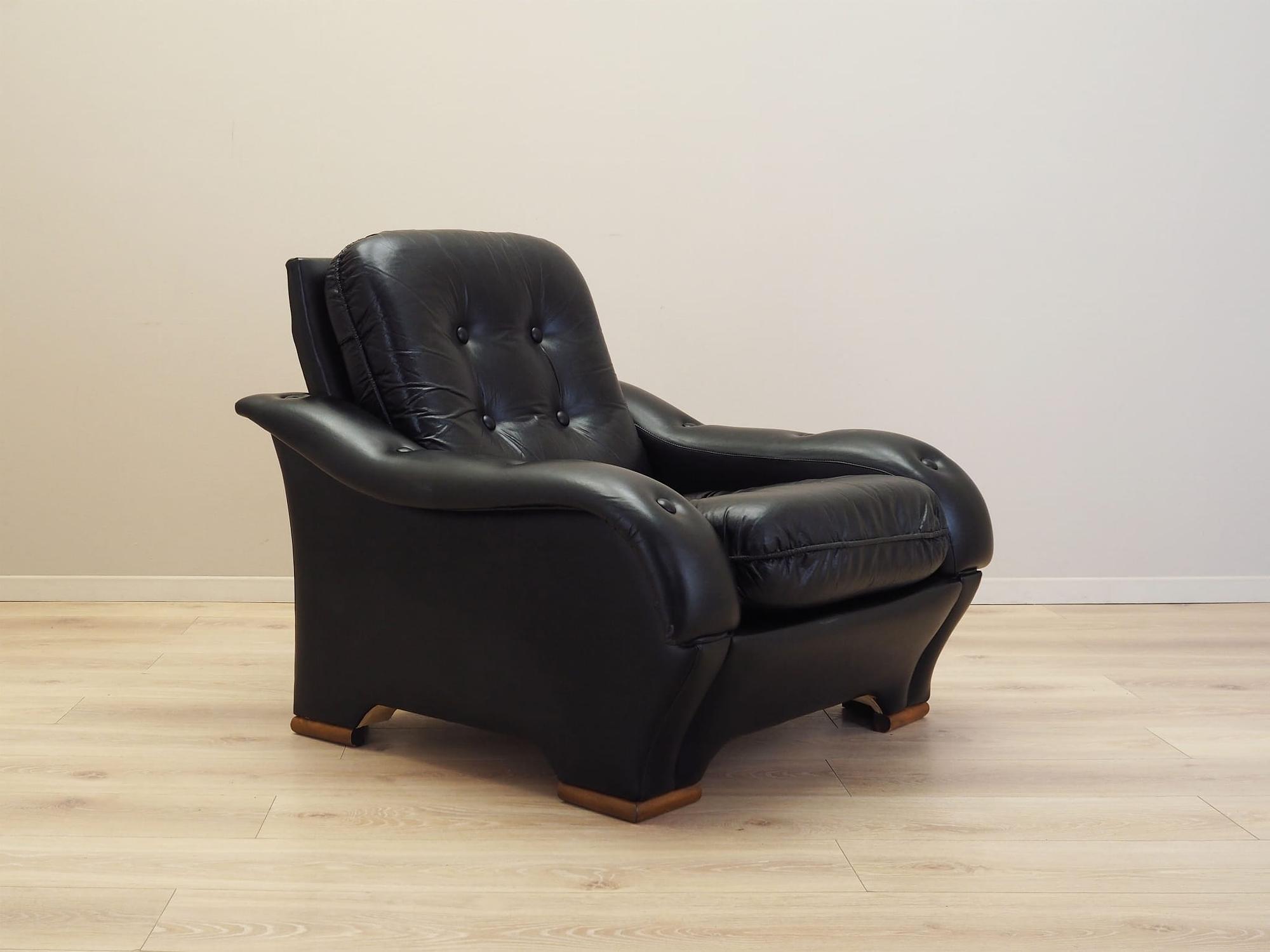Armchair Faux Leather Black 1980s 9