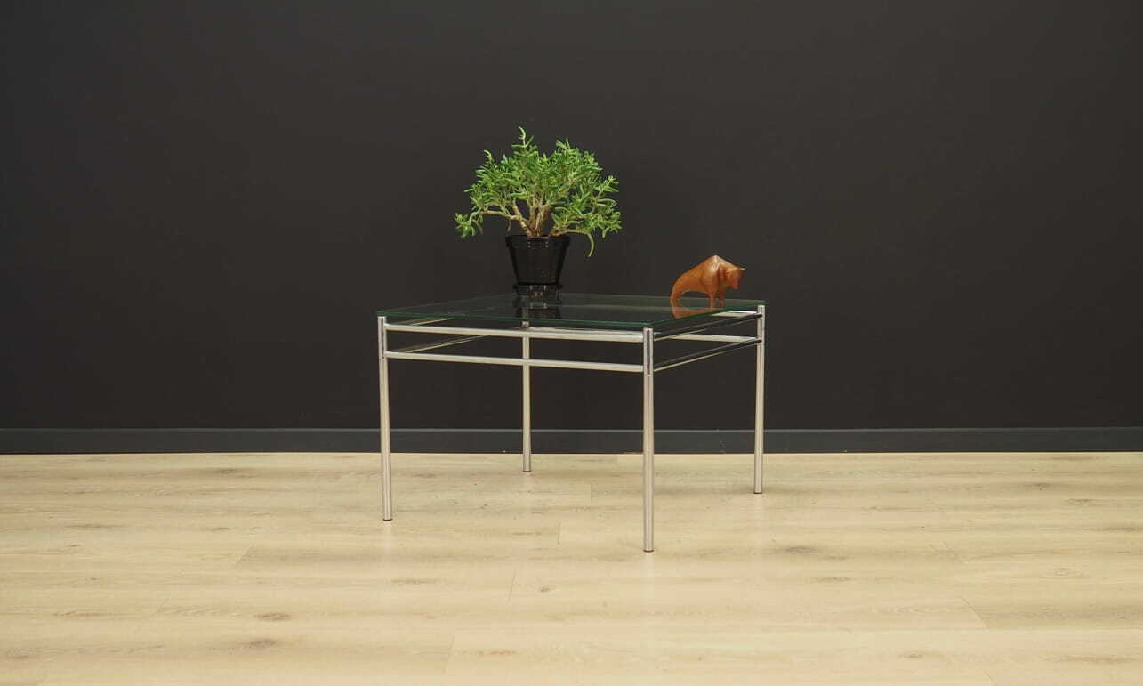 Vintage side table glass metal transparent 1960s 5