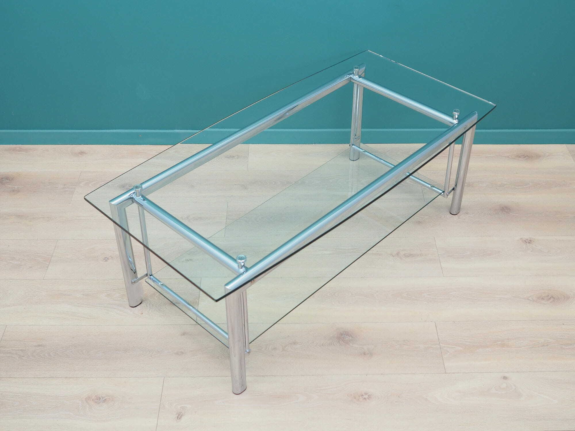 Vintage Coffee Table Glass Metal Transparent 1970s 5