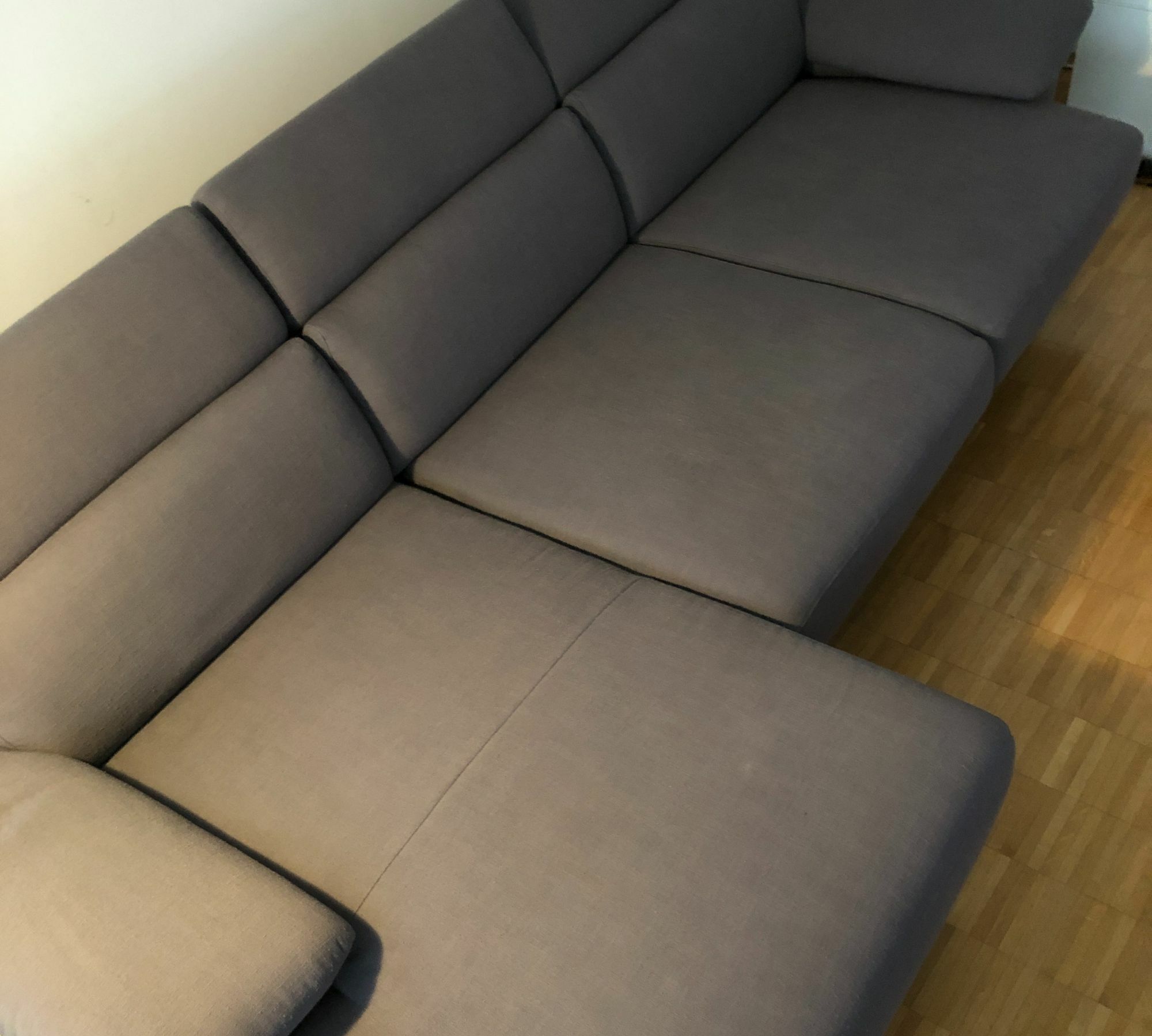 Sofa Récamiere Links mit Hocker Webstoff Metall Grau 2