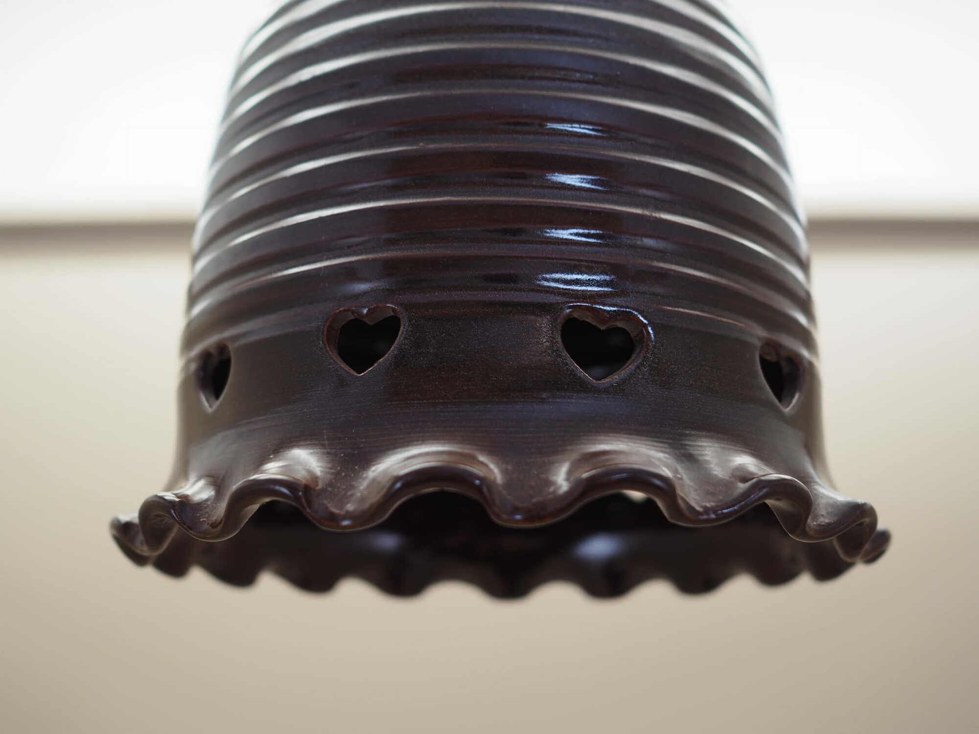 Vintage Pendant Lamp Ceramic Brown 1960s 2