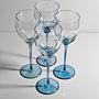 4x Vintage Weinglas Kristall Blau 1980er Jahre 1