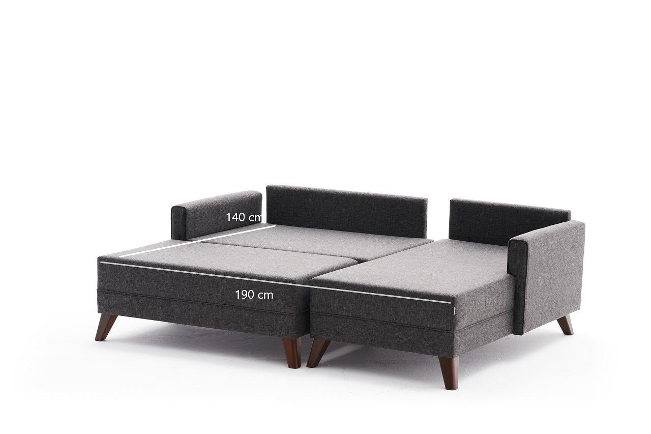 Bella Sofa Récamiere Rechts mit Hocker Anthrazit 8