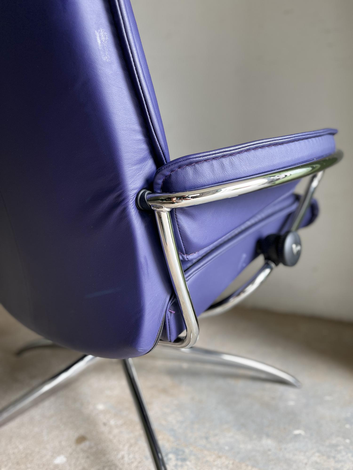 Office chair with armrests Leather Blue 1