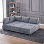 Schlafsofa Récamiere Links Polyester Holz Grau 4