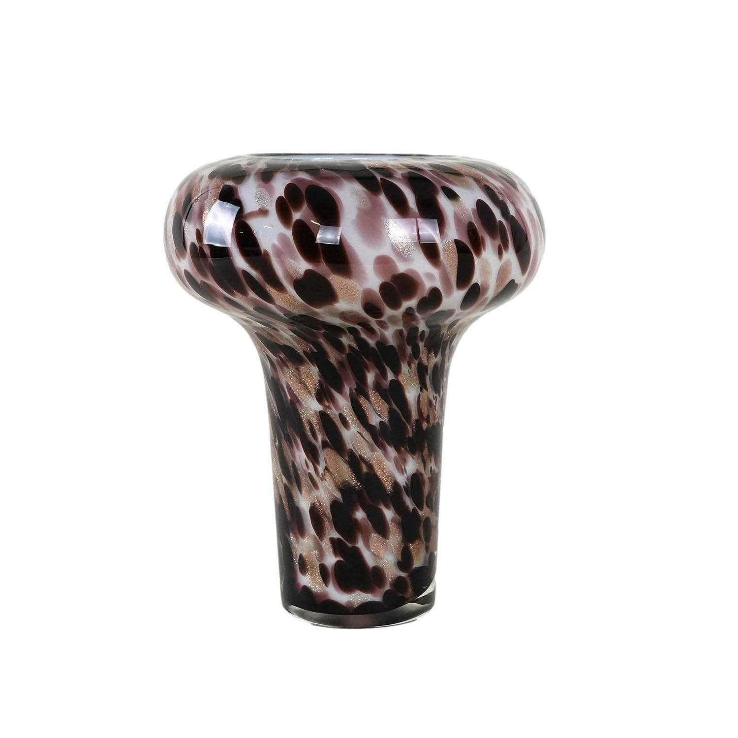 Leopard print glass vase brown 0
