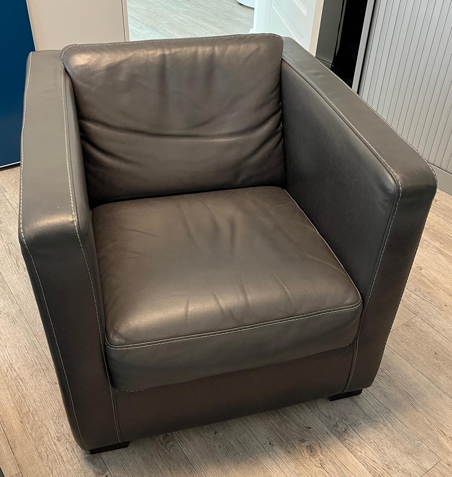 Ledersessel Graubraun  1