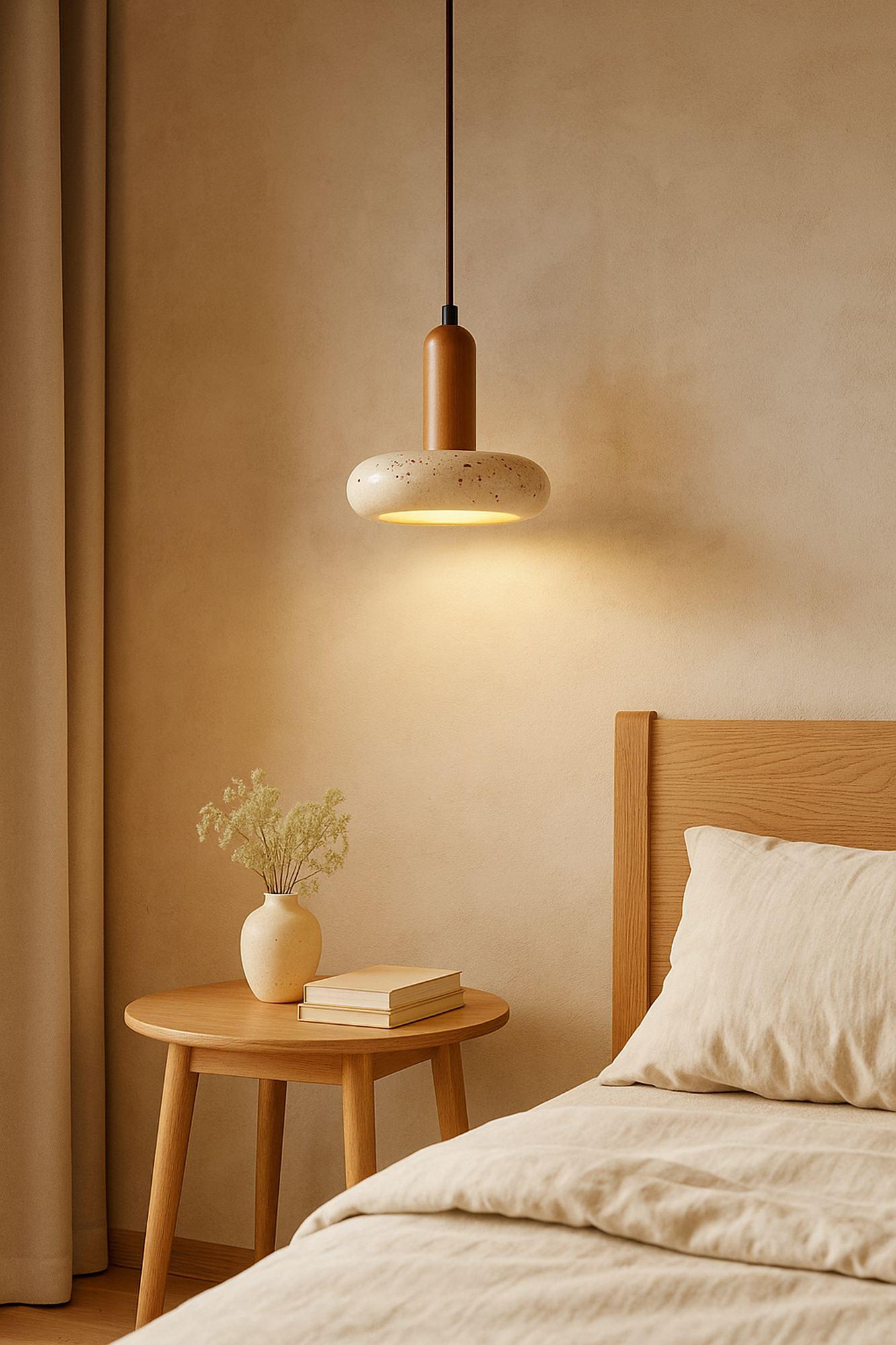 Worm Pendant Light Oak Wood Cream 4