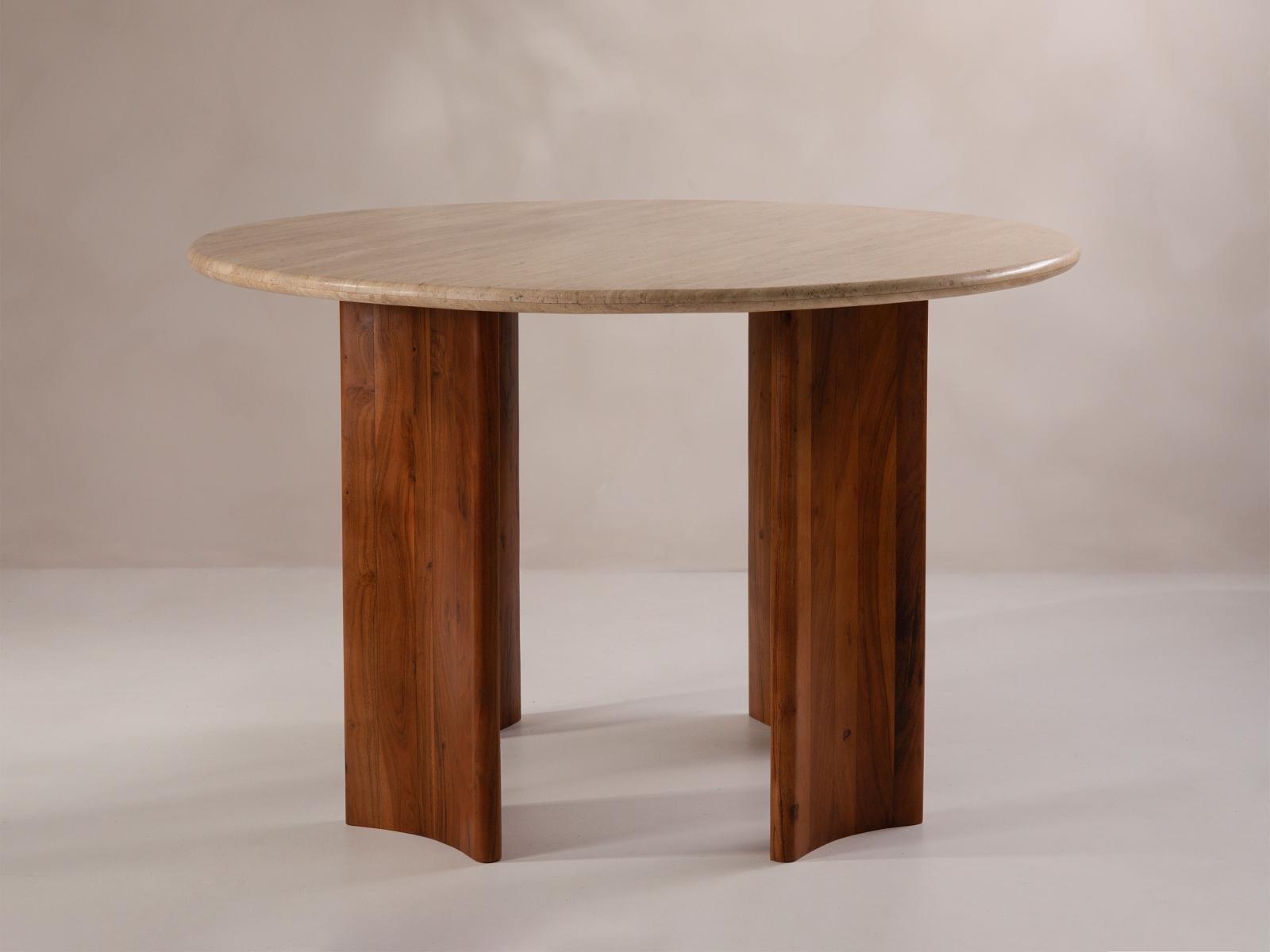 Cleo Dining Table Acacia Wood Travertine 120x120 cm 0
