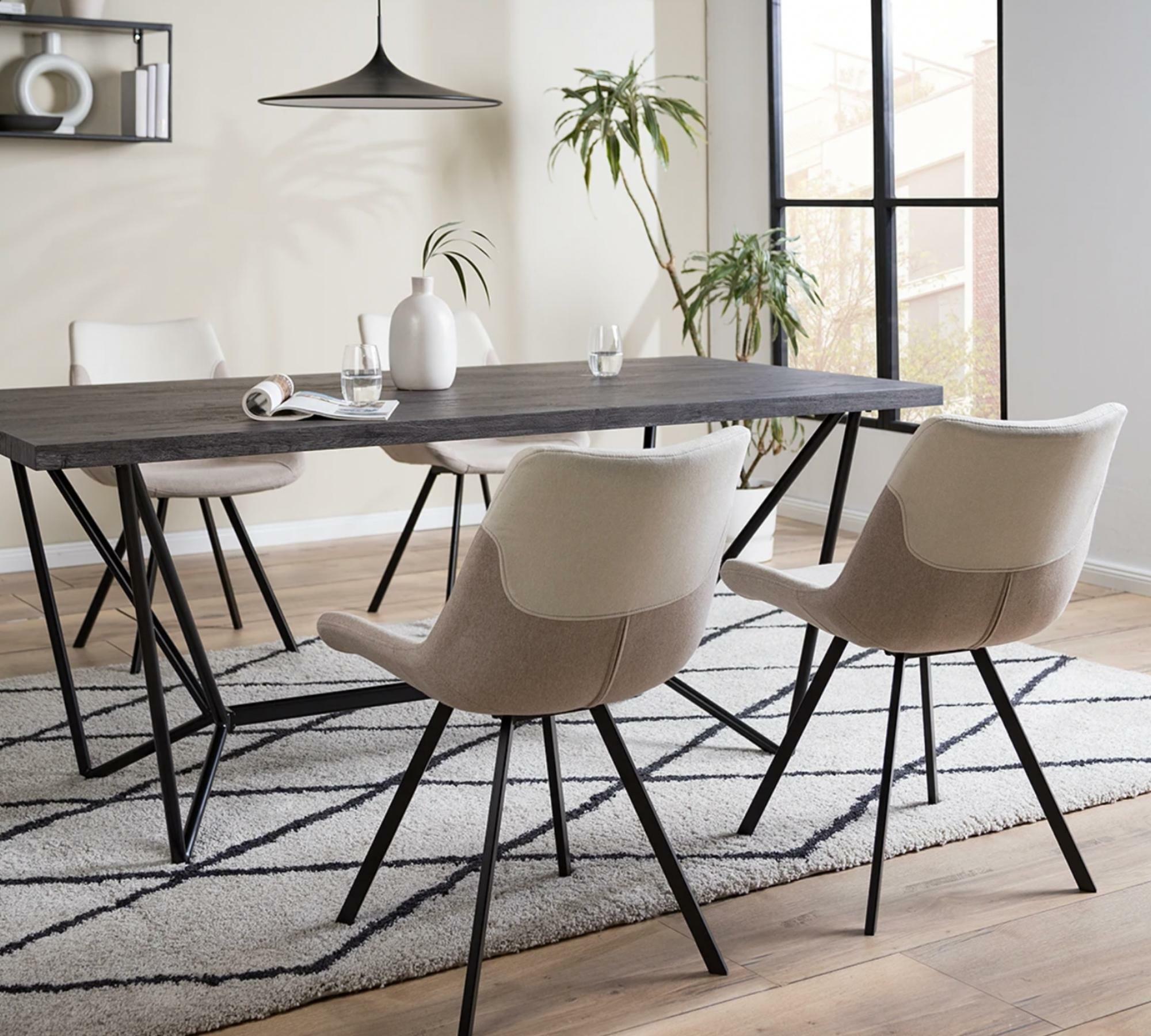 2x Esszimmerstuhl Webstoff Beige 7