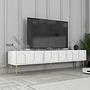 Lyon 43 TV cabinet Wood veneer White Gold 1