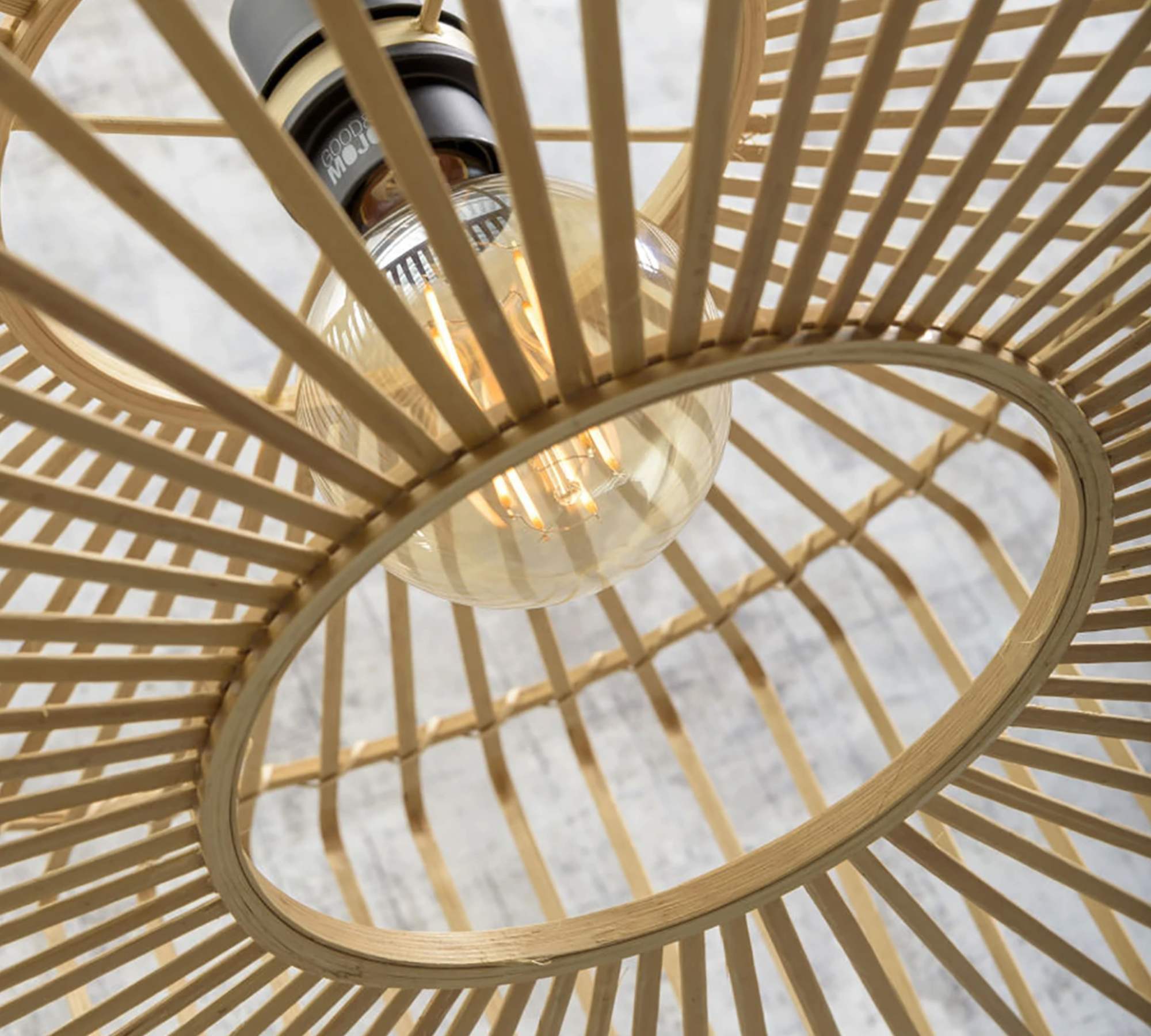 1-Flammige Deckenleuchte Massivholz Bambus Eisen 2