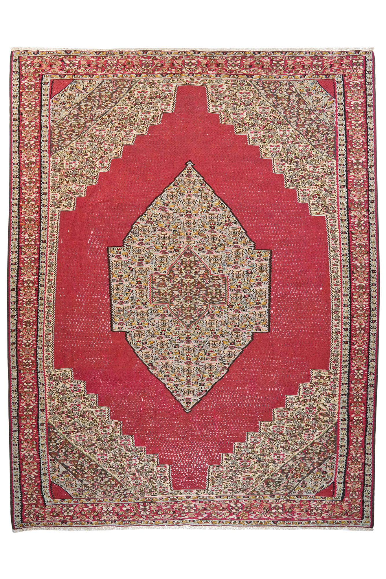 Kilim Senneh Teppich Braun 0