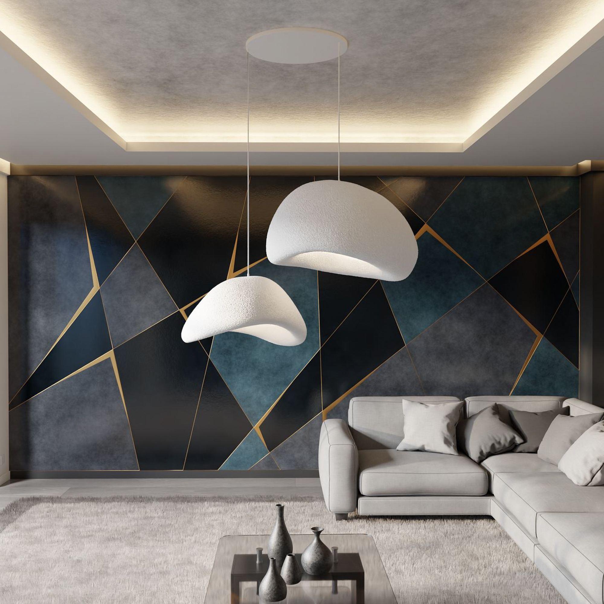 2-Flammig Wabi Sabi Plasterglows Pendelleuchte Weiß 2
