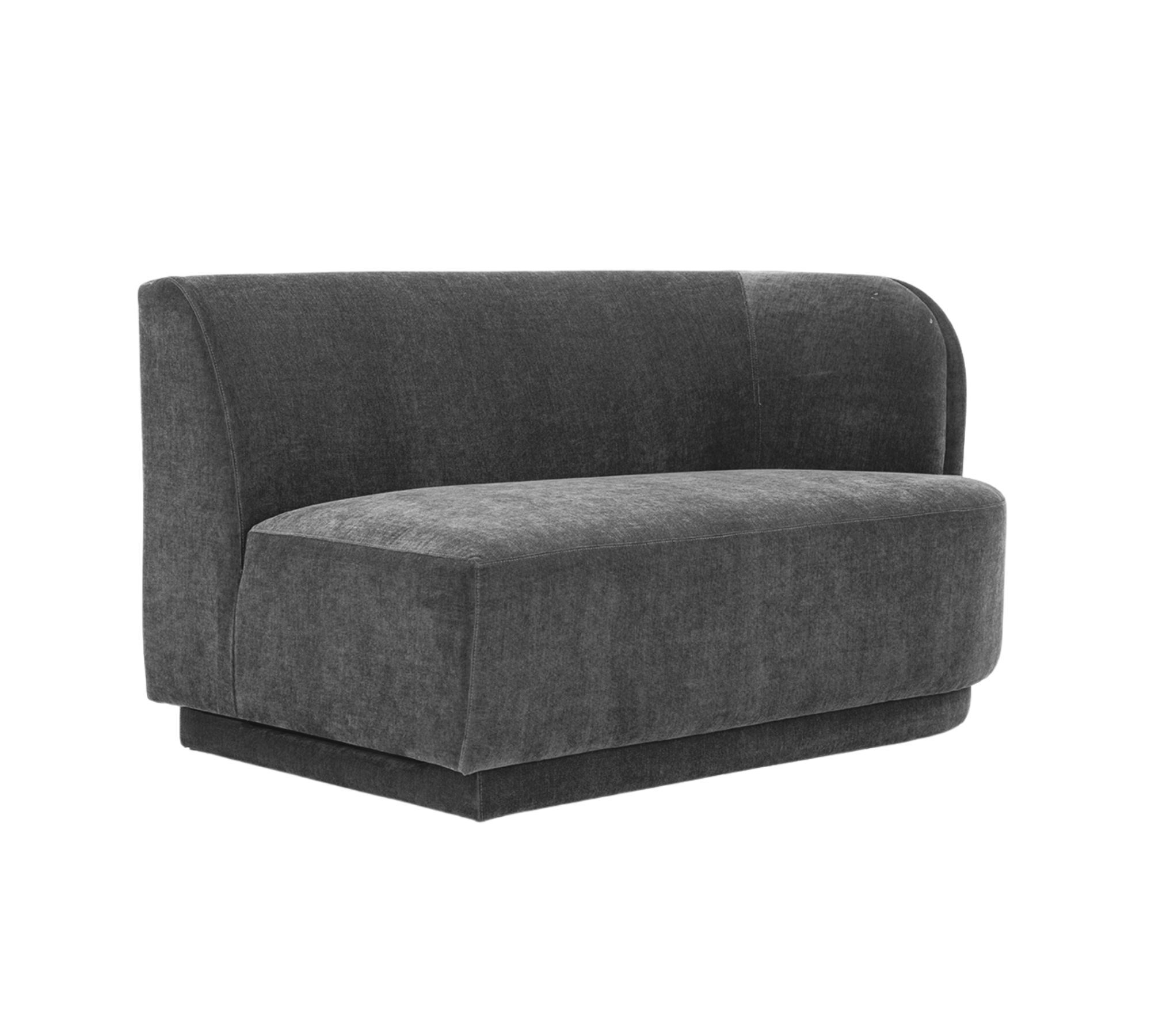 Nora 2-seater module right velvet matt dark grey 1