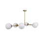Pendant lamp 6 glass spheres metal white gold 1