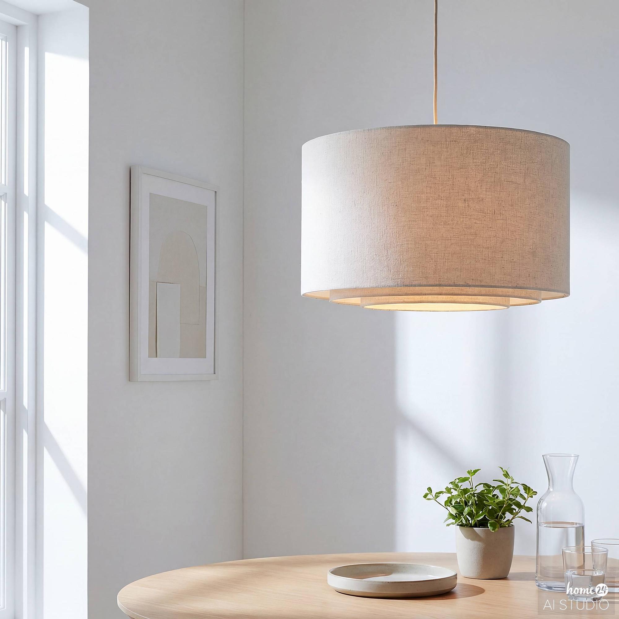 Xelto Pendelleuchte 1-flammig Leinen Eisen  3