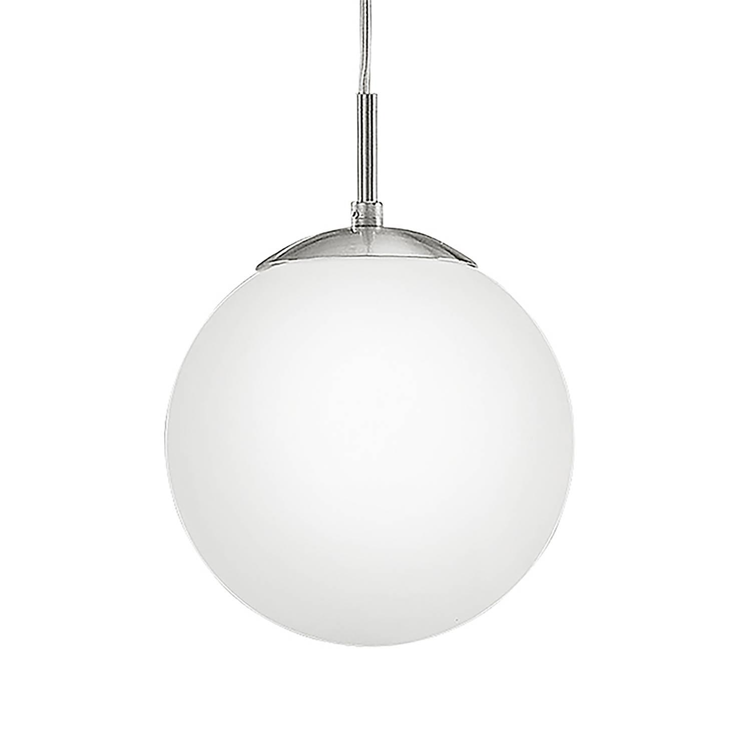 Pendant lamp opal glass 1-bulb silver Ø 20cm 1