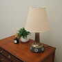 Vintage Tischlampe Keramik Textil Beige 1960er Jahre 3