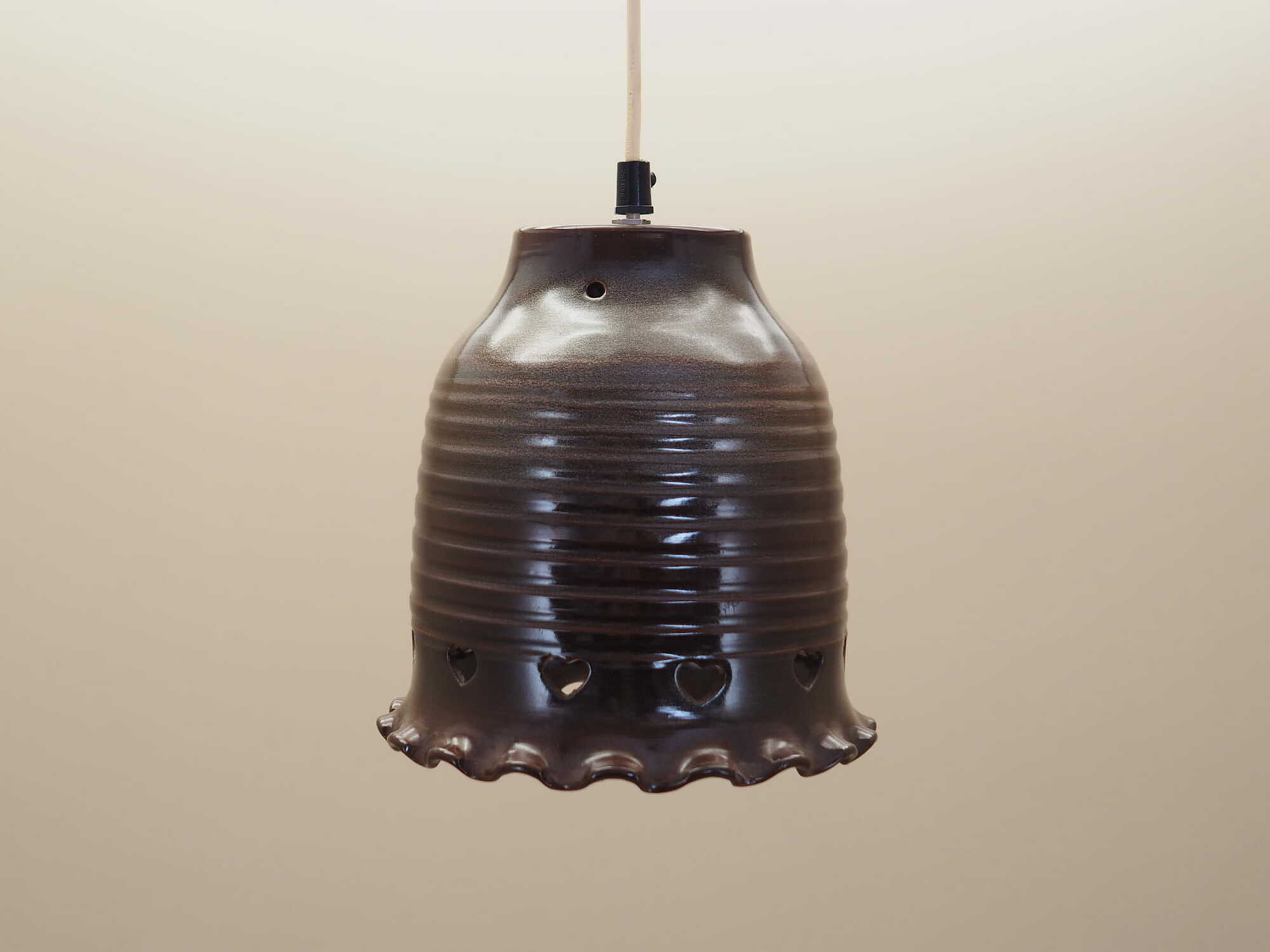 Vintage Pendant Lamp Ceramic Brown 1960s 1