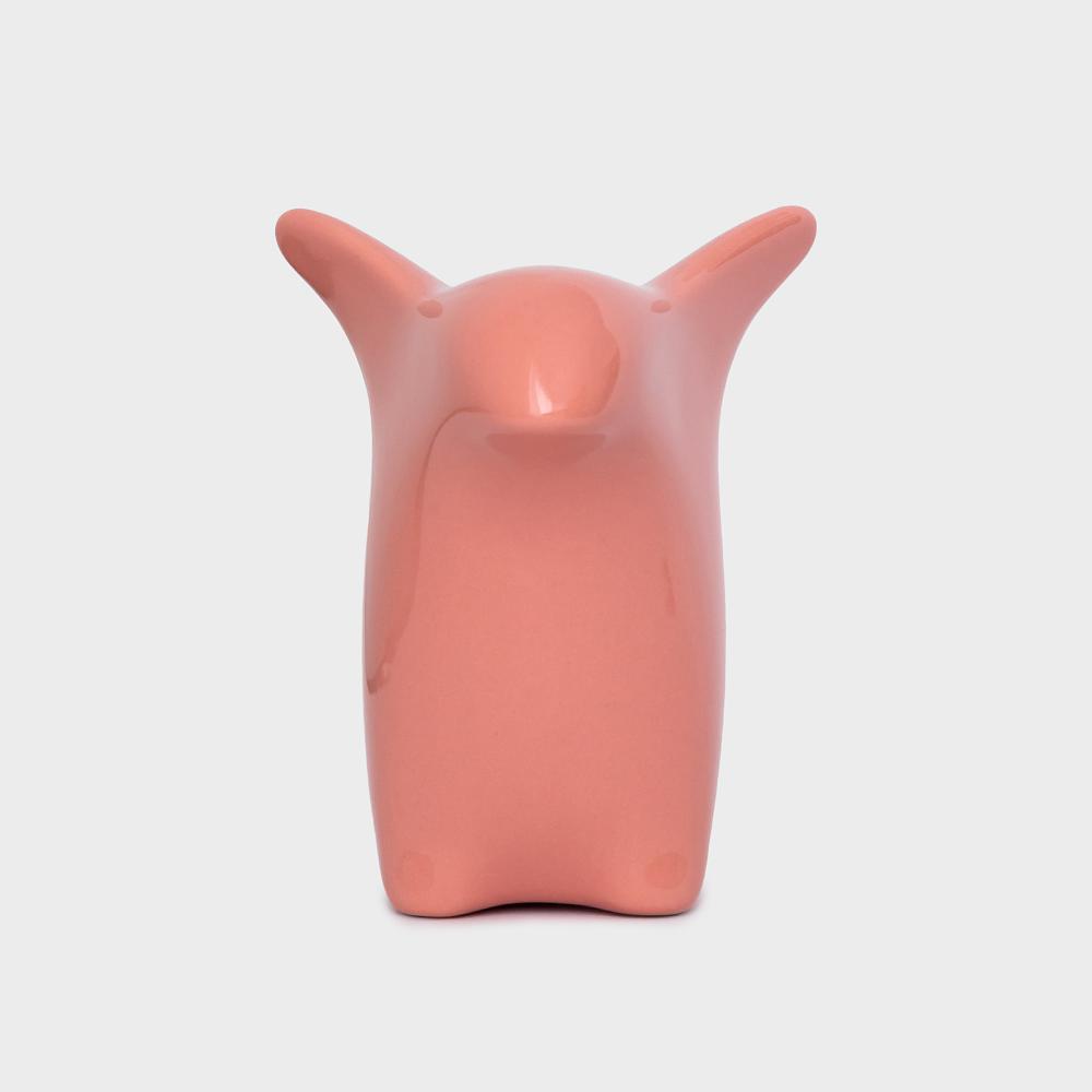Curious Penguin Decorative Figure Porcelain Salmon Pink 6