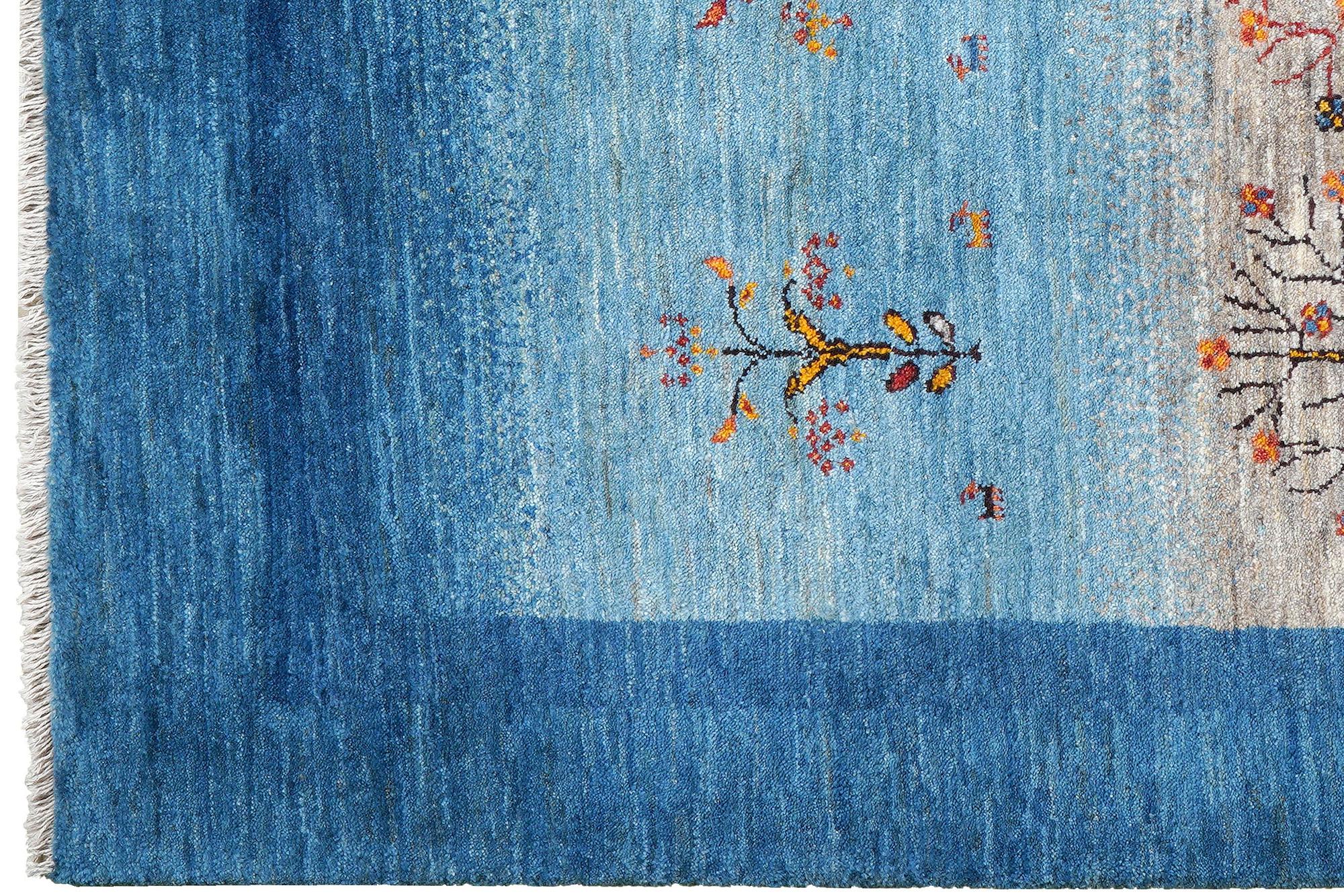 Rizbaf Gabbeh-Teppich Wolle Blau 1