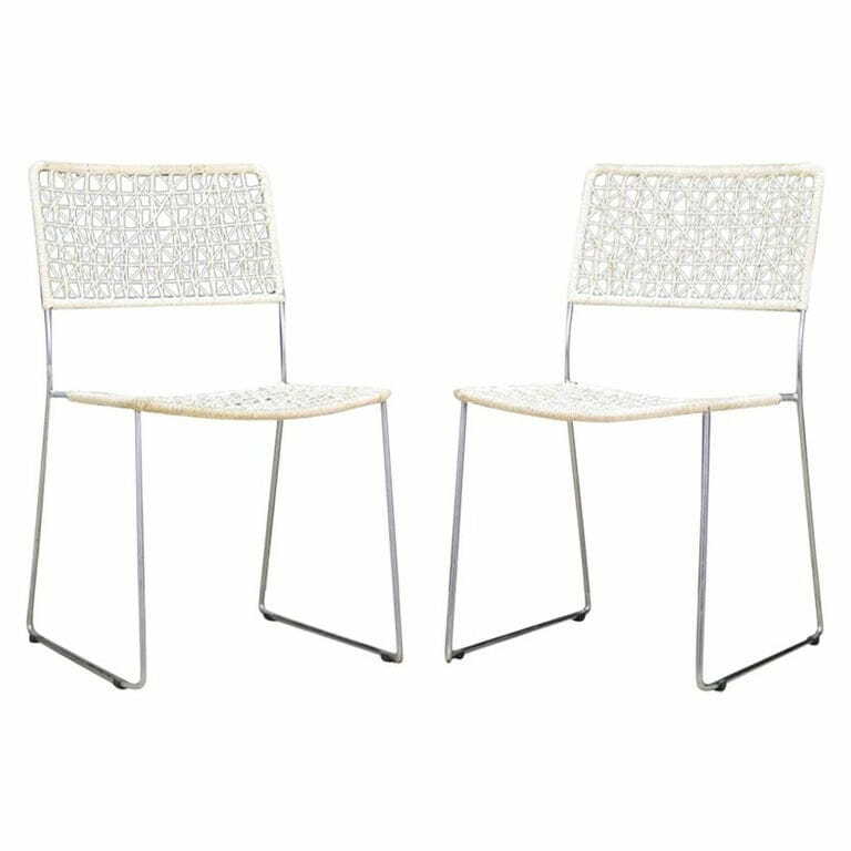 2x Vintage chair metal white 1960s 0