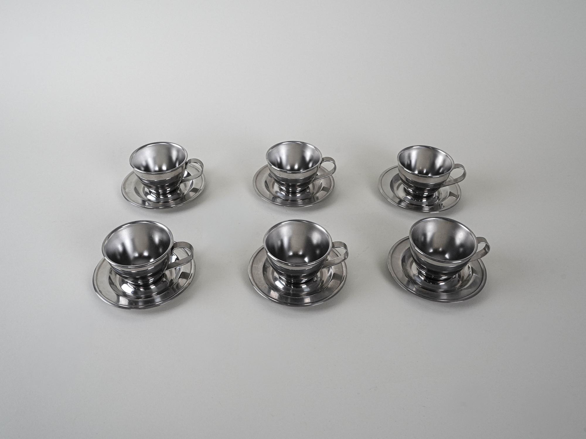Edelstahlbecher-Set Silber 1980er Jahre 5