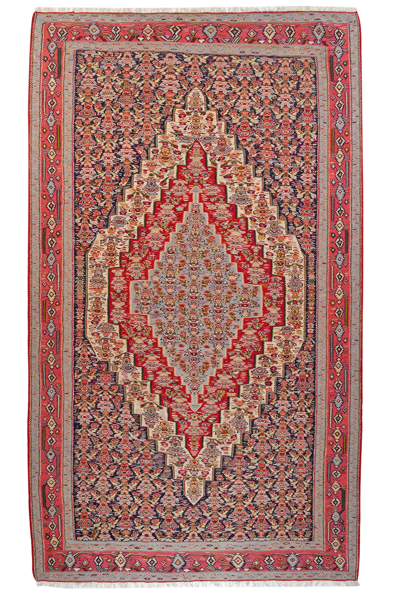 Kilim Senneh Teppich Braun Rot 0