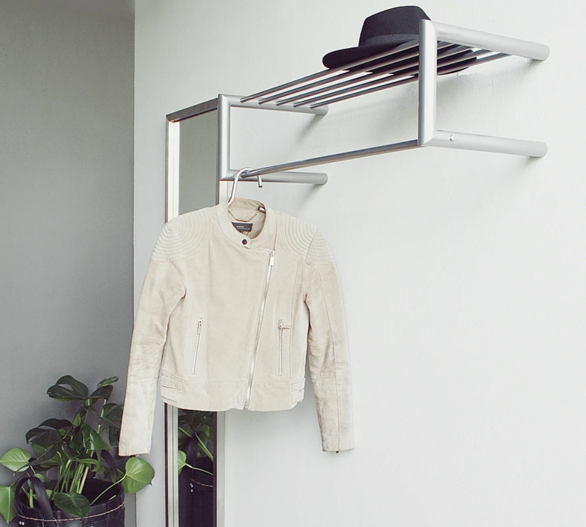 Wandgarderobe Metall Silber 2