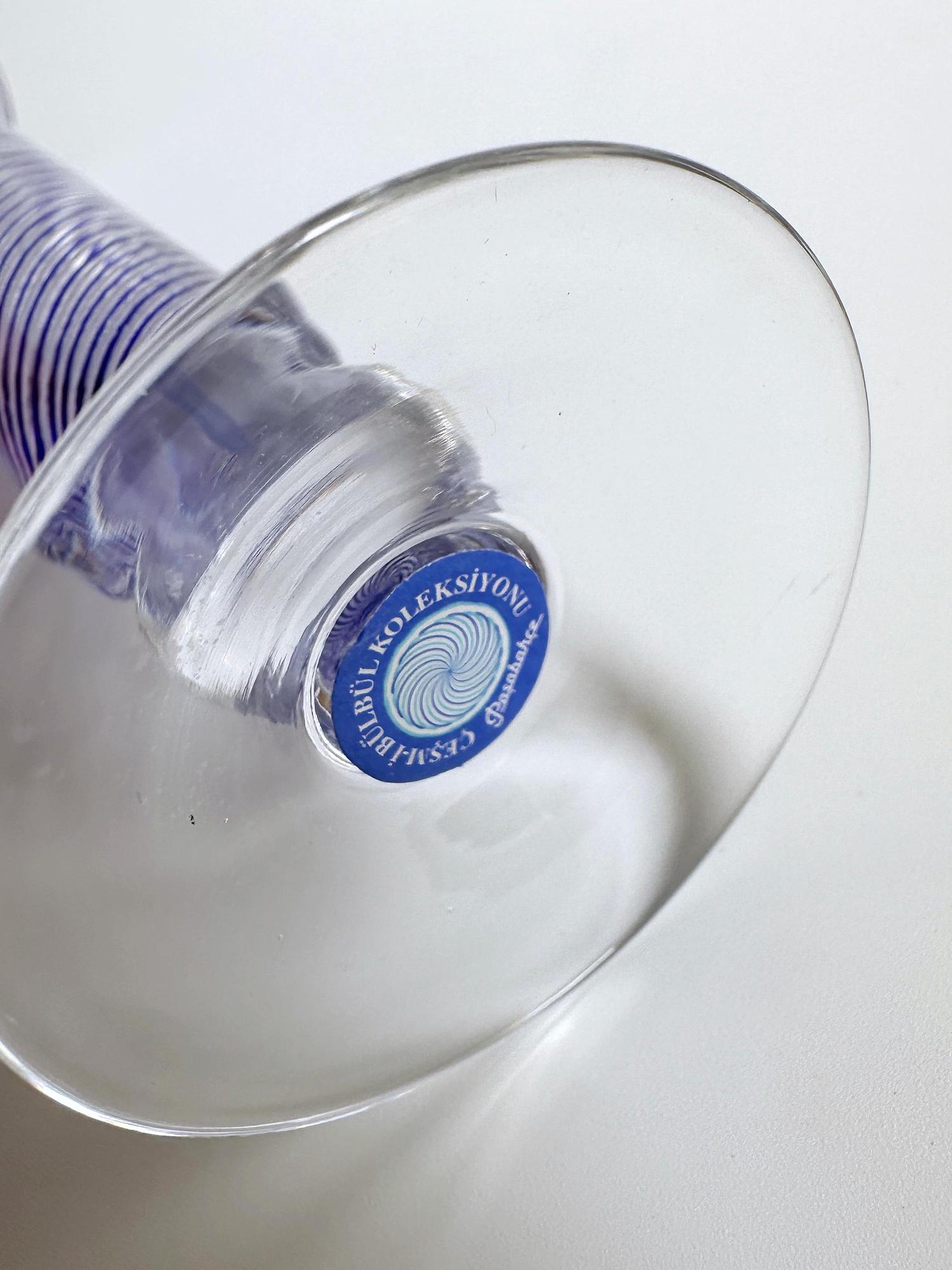 Vintage Pasabahce Vaso Vetro Bianco Blu 4