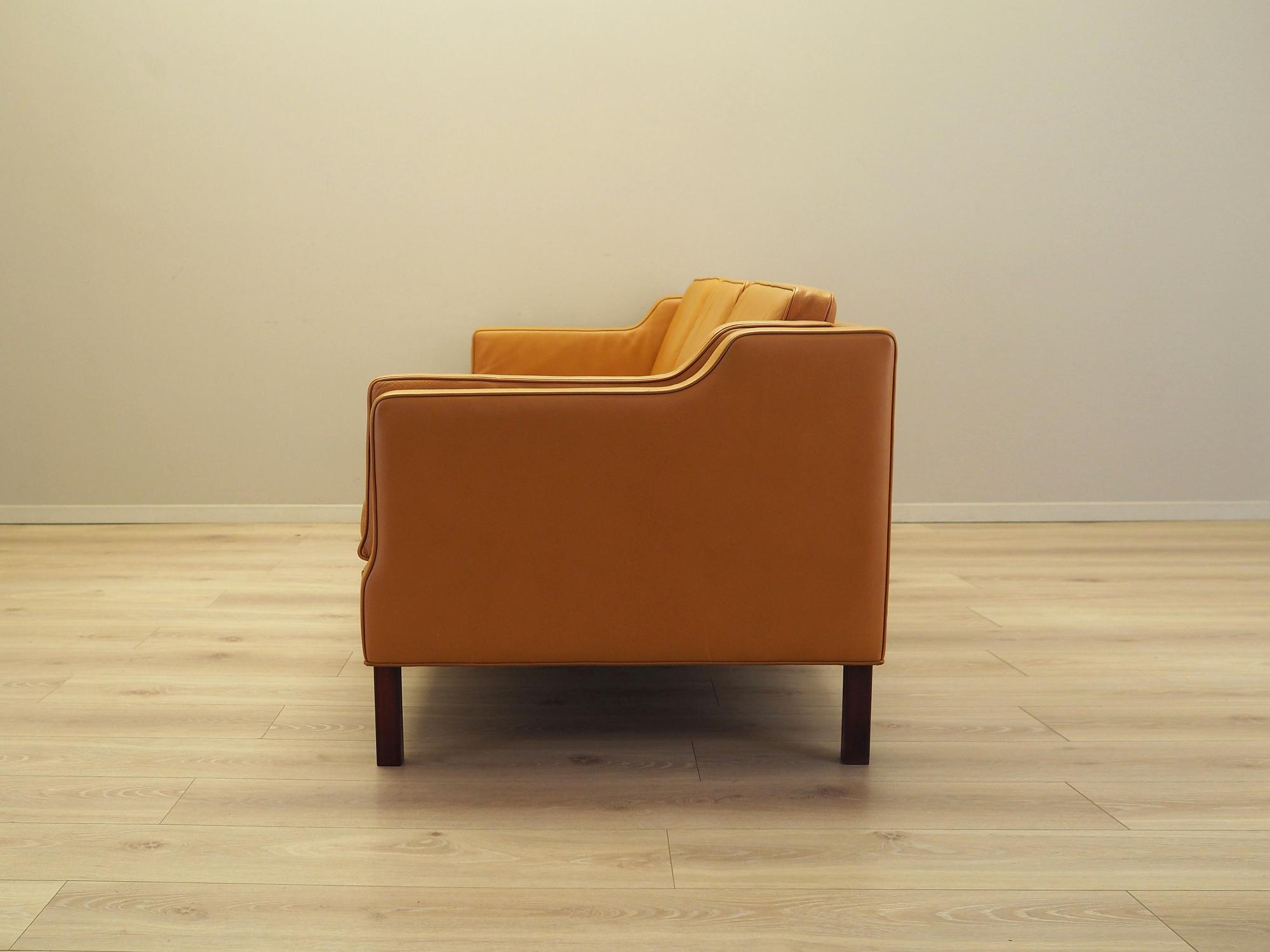 Sofa Leder Orange 1970er Jahre 3